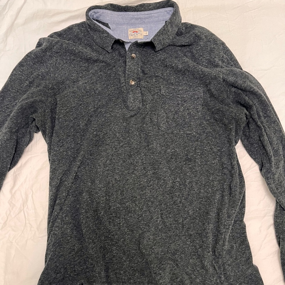 faherty long sleeve polo large